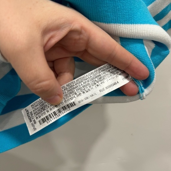 Zara Square Neck Crop Top Blue White Stripe Large - Picture 6 of 6
